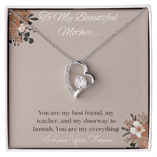 Beautiful Mother Love Necklace, Islamic Message, Muslims Jewelry