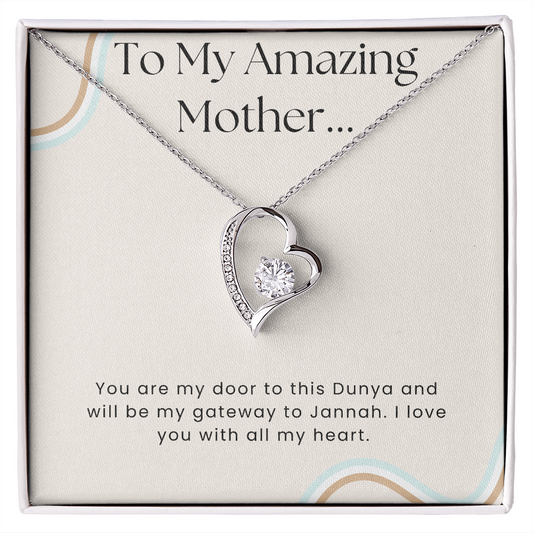 To My Amazing Mother Heart Necklace, Islamic Message, Muslim Gifts